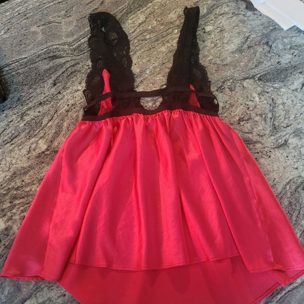 Victoria's Secret Womens Red Satin Babydoll Lingerie Size Small S - Picture 3 of 5